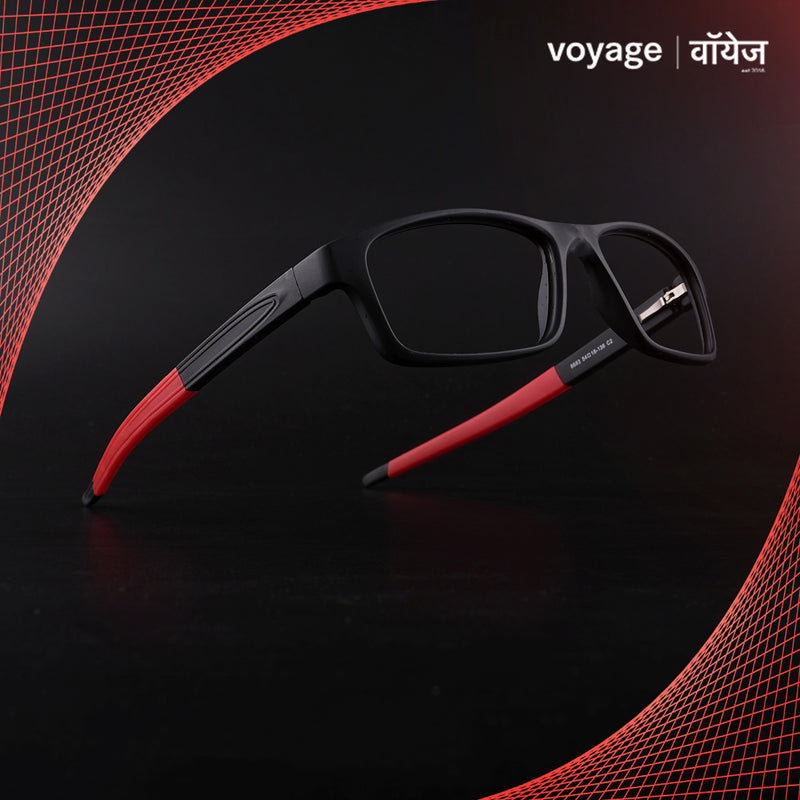 Voyage Active Black Rectangle Eyeglasses for Men & Women (6683MG5639-C5)