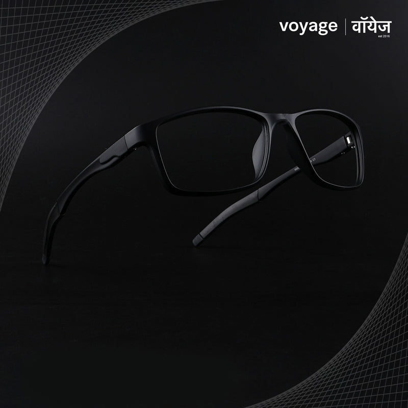 Voyage Active Black Rectangle Eyeglasses for Men & Women (6685MG5647-C1)