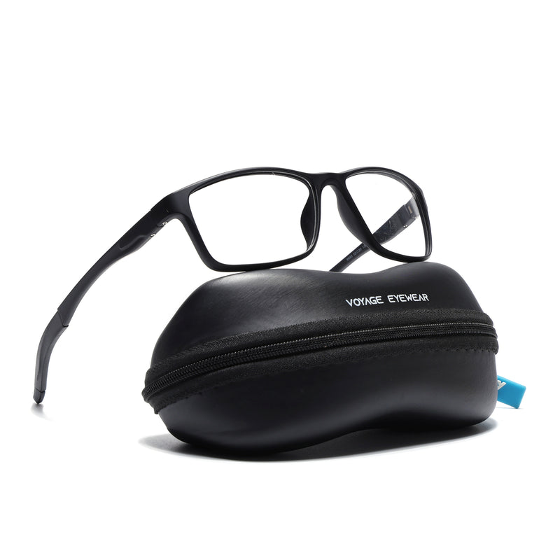 Voyage Active Black Rectangle Eyeglasses for Men & Women (6685MG5647-C1)