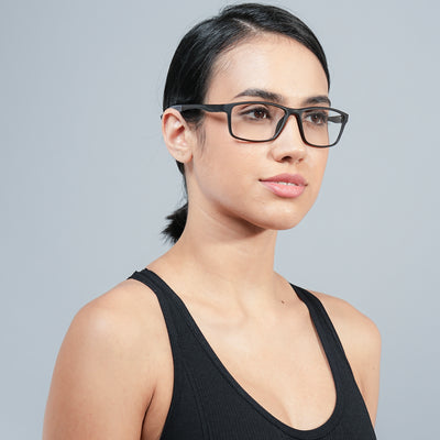 Voyage Active Black Rectangle Eyeglasses for Men & Women (6685MG5648-C2)