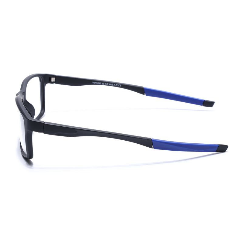 Voyage Active Black Rectangle Eyeglasses for Men & Women (6685MG5649-C3)