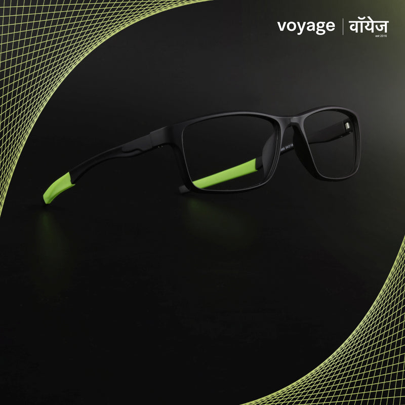 Voyage Active Black Rectangle Eyeglasses for Men & Women (6685MG5650-C4)