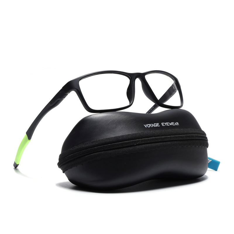 Voyage Active Black Rectangle Eyeglasses for Men & Women (6685MG5650-C4)