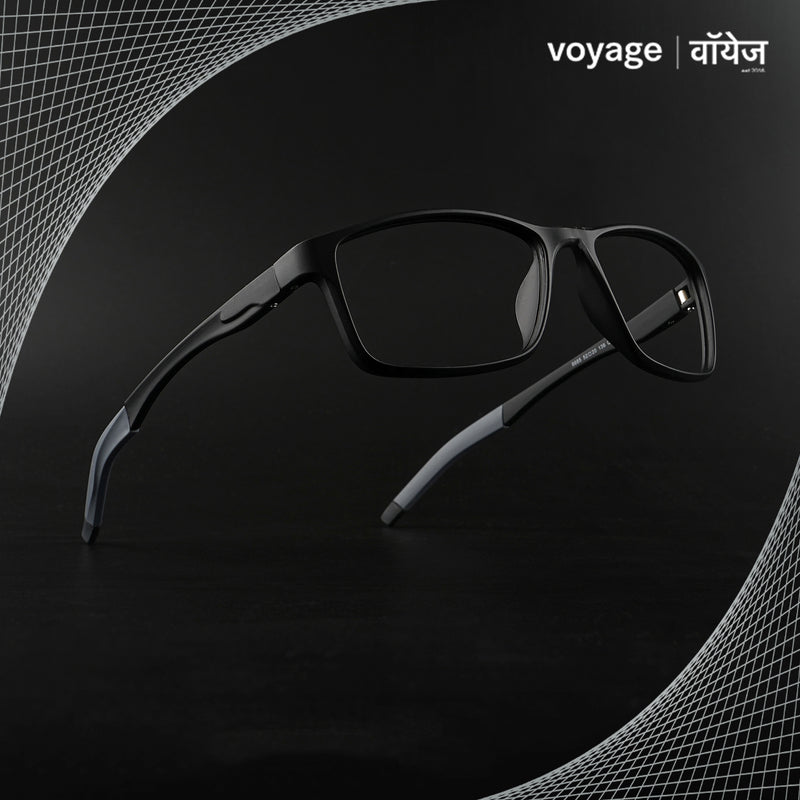 Voyage Active Black Rectangle Eyeglasses for Men & Women (6685MG5648-C2)