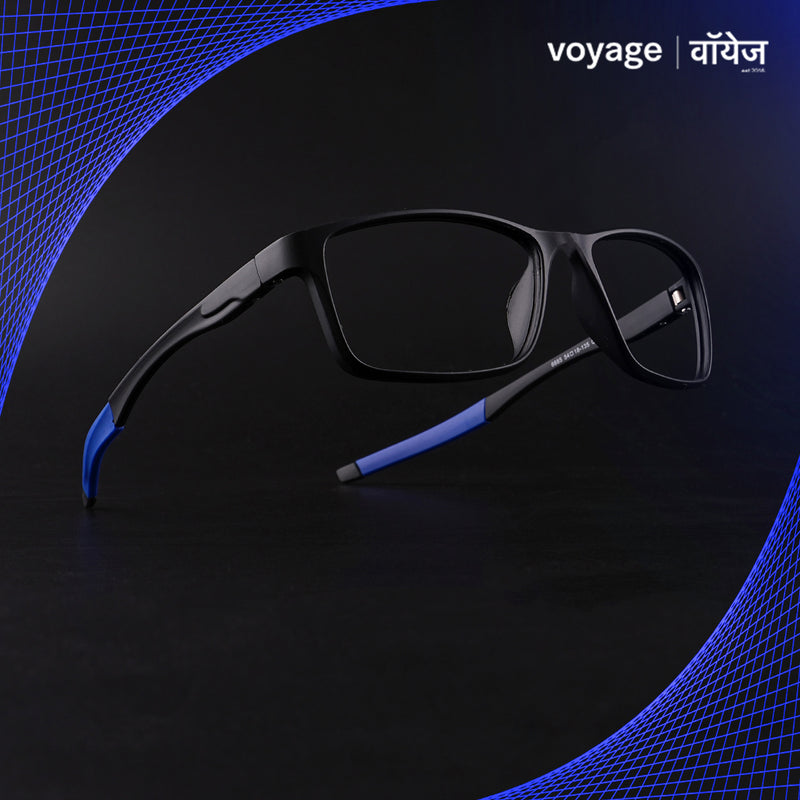 Voyage Active Black Rectangle Eyeglasses for Men & Women (6685MG5649-C3)