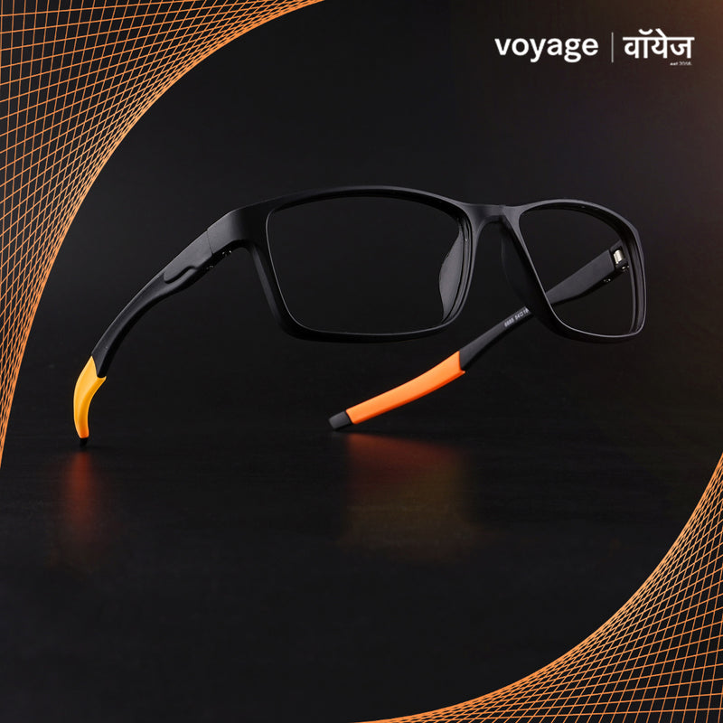 Voyage Active Black Rectangle Eyeglasses for Men & Women (6685MG5652-C6)