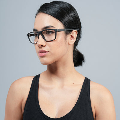 Voyage Active Black Square Eyeglasses for Men & Women (6686MG5653-C1)