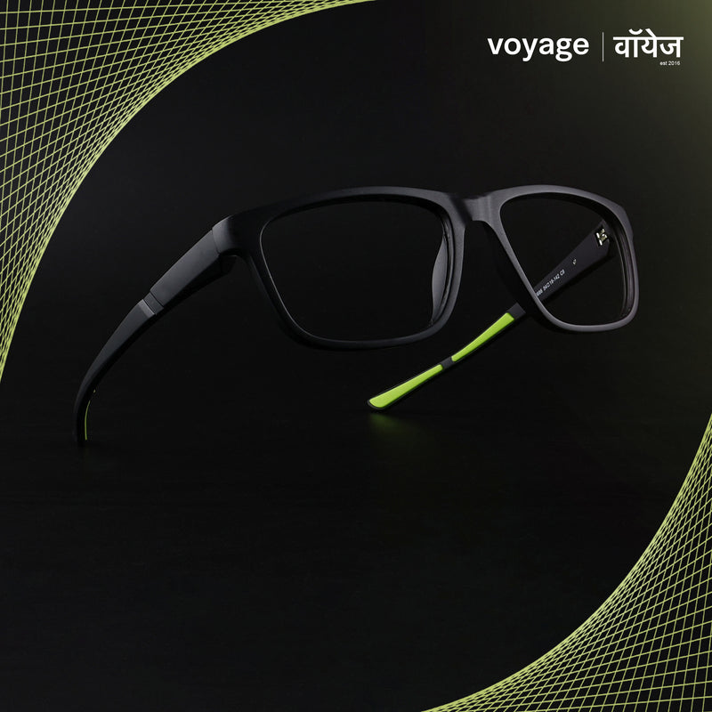 Voyage Active Black Square Eyeglasses for Men & Women (6686MG5656-C4)