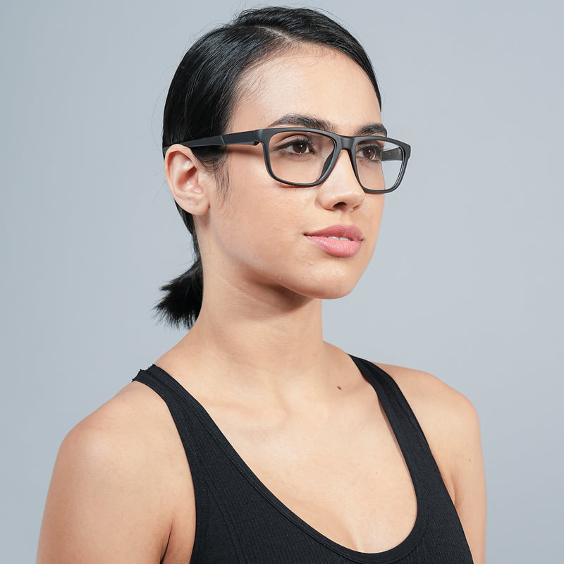 Voyage Active Black Square Eyeglasses for Men & Women (6686MG5657-C5)