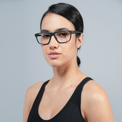 Voyage Active Black Square Eyeglasses for Men & Women (6686MG5658-C6)