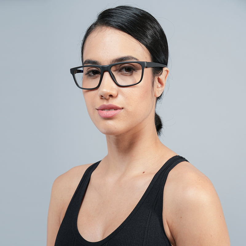 Voyage Active Black Square Eyeglasses for Men & Women (6686MG5658-C6)