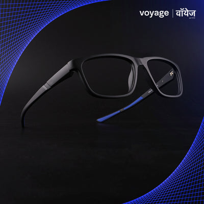 Voyage Active Black Square Eyeglasses for Men & Women (6686MG5655-C3)