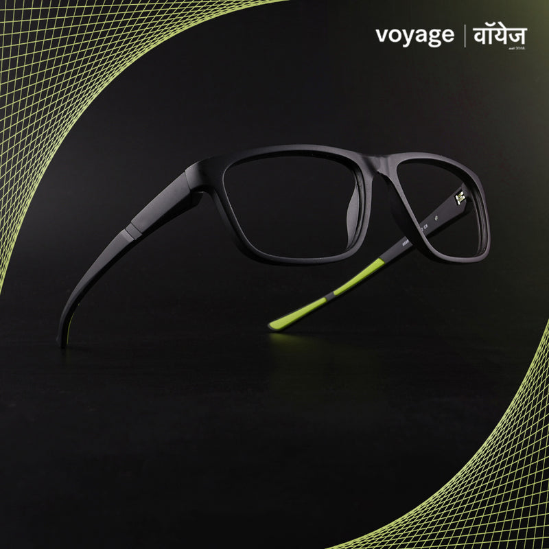 Voyage Active Black Square Eyeglasses for Men & Women (6686MG5656-C4)