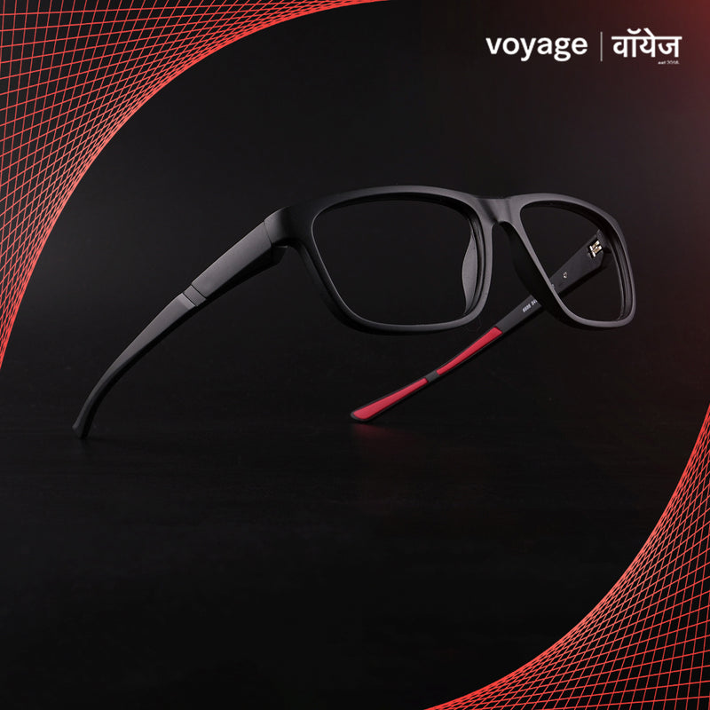 Voyage Active Black Square Eyeglasses for Men & Women (6686MG5657-C5)