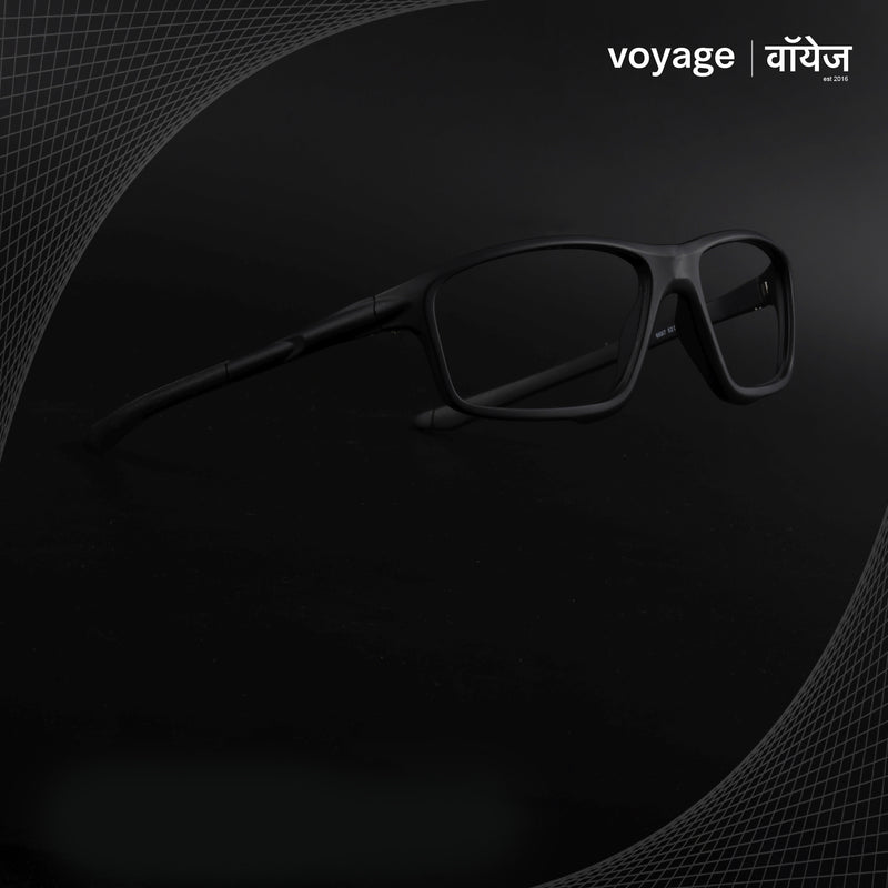 Voyage Active Black Rectangle Eyeglasses for Men & Women (6687MG5659-C1)