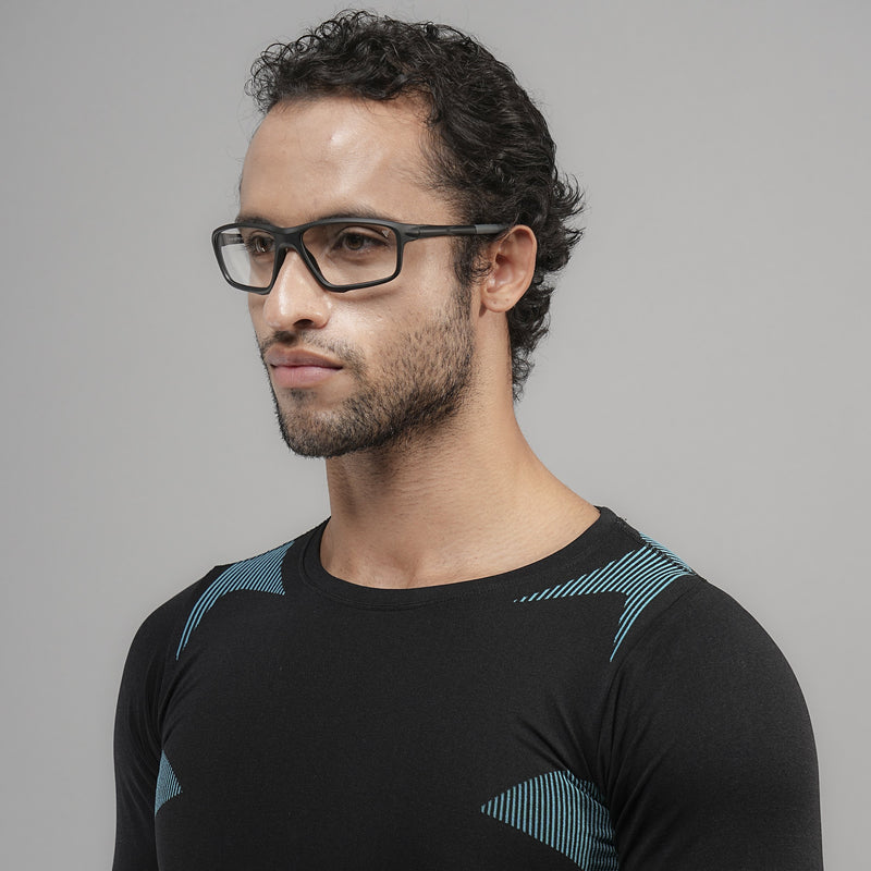 Voyage Active Black Rectangle Eyeglasses for Men & Women (6687MG5660-C2)