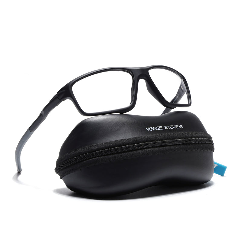 Voyage Active Black Rectangle Eyeglasses for Men & Women (6687MG5660-C2)