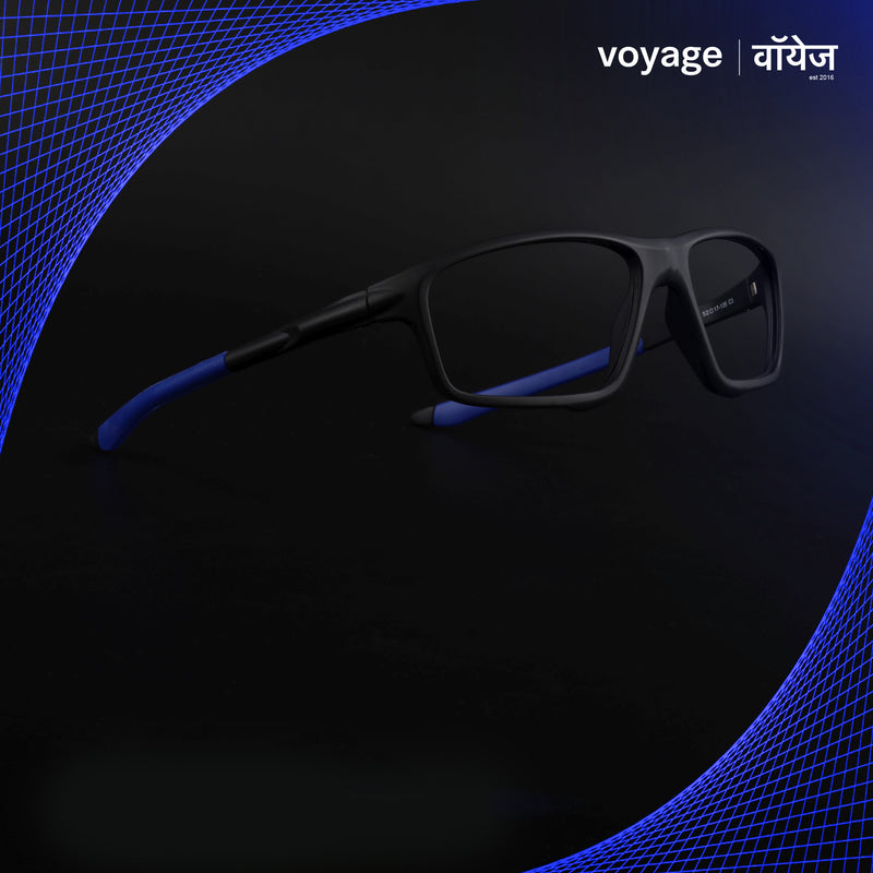 Voyage Active Black Rectangle Eyeglasses for Men & Women (6687MG5661-C3)