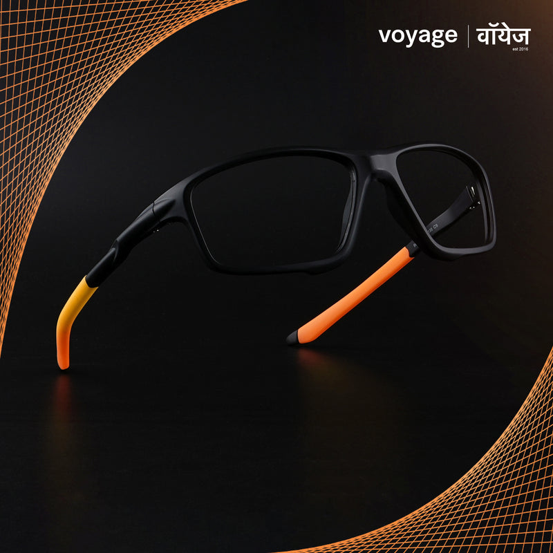 Voyage Active Black Rectangle Eyeglasses for Men & Women (6687MG5664-C6)