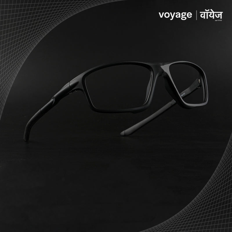 Voyage Active Black Rectangle Eyeglasses for Men & Women (6687MG5659-C1)