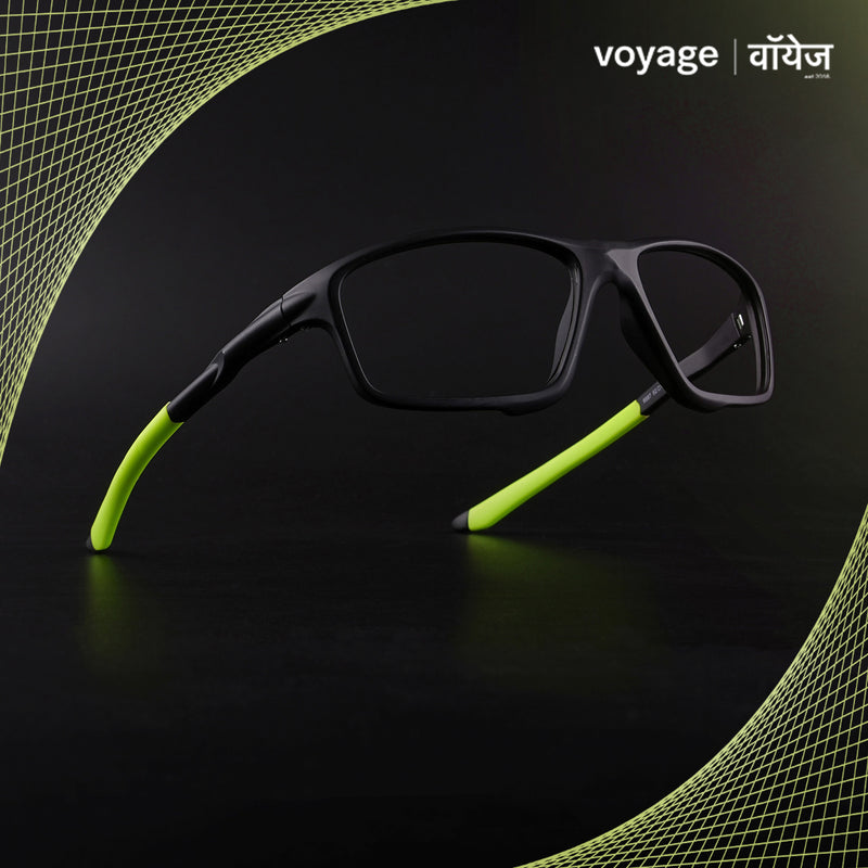 Voyage Active Black Rectangle Eyeglasses for Men & Women (6687MG5662-C4)