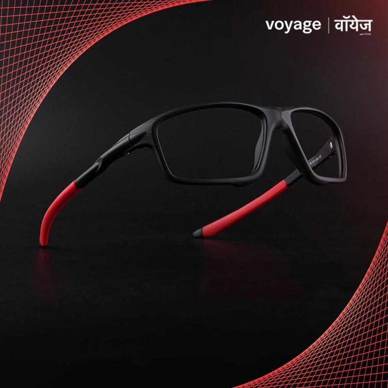 Voyage Active Black Rectangle Eyeglasses for Men & Women (6687MG5663-C5)