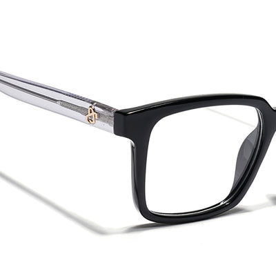 Eyejack Shine Black Rectangle Eyeglasses for Men & Women (668801FCL2317)