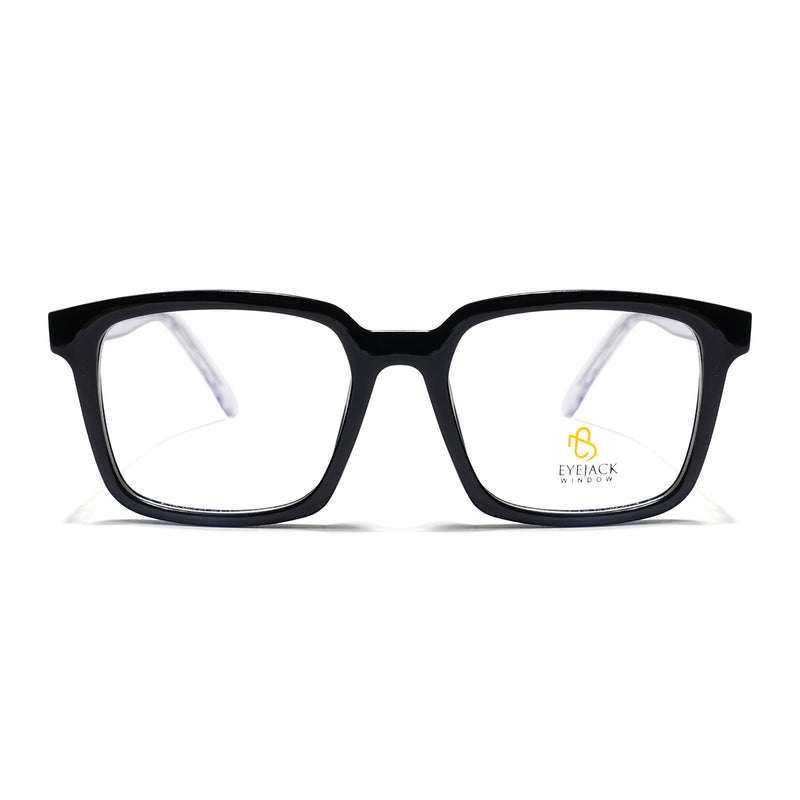 Eyejack Shine Black Rectangle Eyeglasses for Men & Women (668801FCL2317)