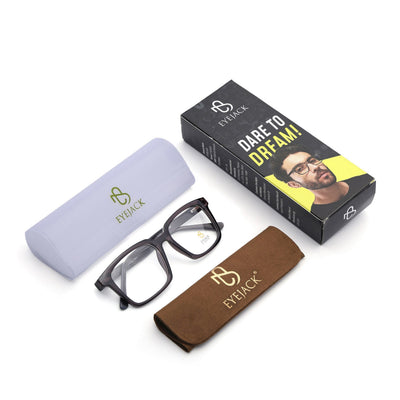 Eyejack Grey Rectangle Eyeglasses for Men & Women (668801FCL2320)