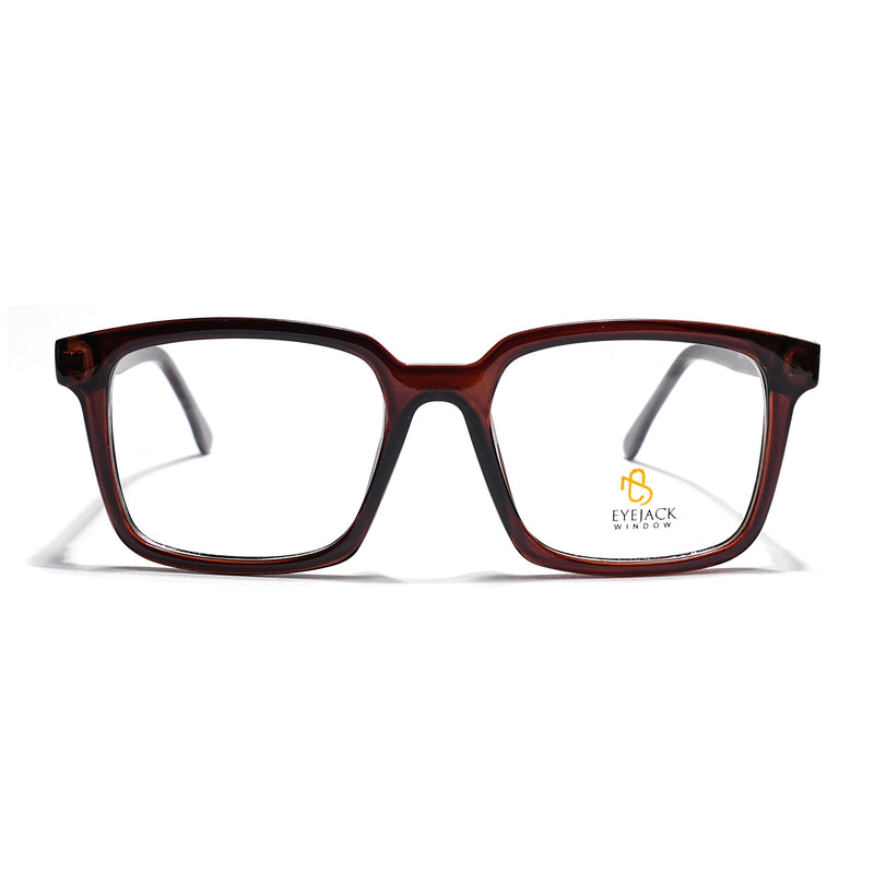 Eyejack Brown Rectangle Eyeglasses for Men & Women (668801FCL2324)