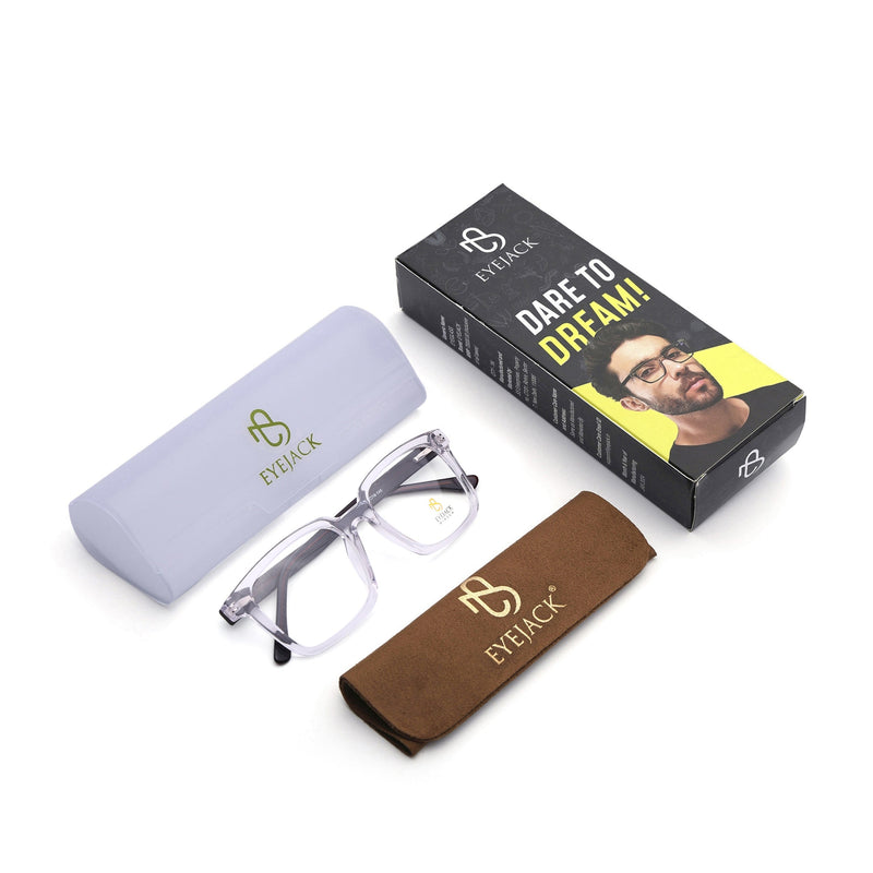 Eyejack Transparent Rectangle Eyeglasses for Men & Women (668801FCL2326)