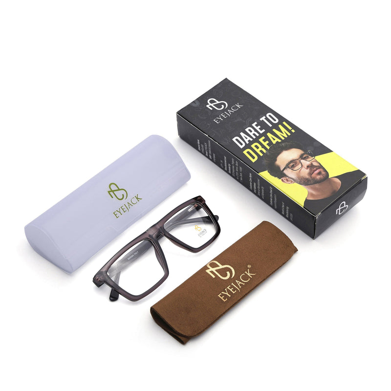 Eyejack Grey Wayfarer Eyeglasses for Men & Women (668802FCL2332)