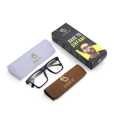 Eyejack Shine Black Wayfarer Eyeglasses for Men & Women (668803FCL2340)