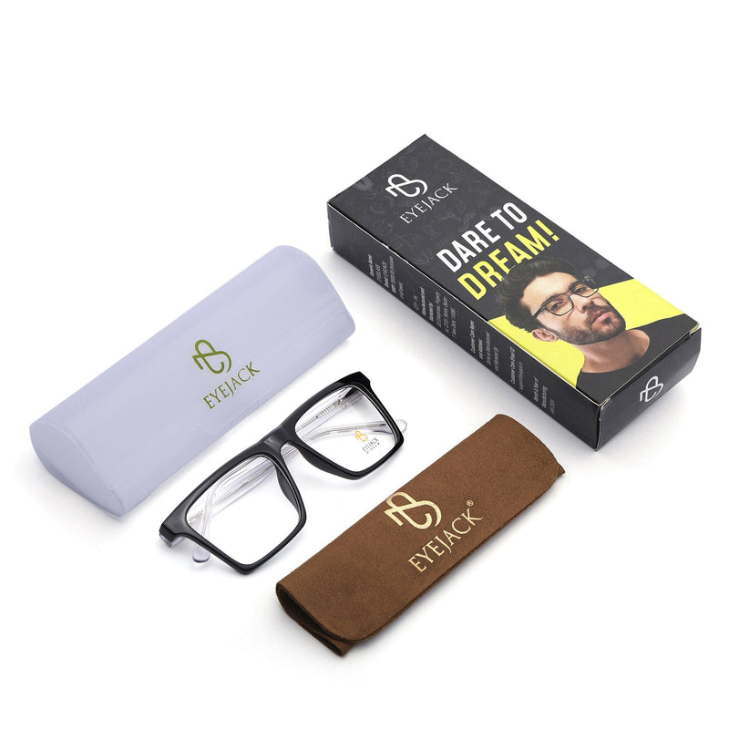 Eyejack Shine Black Wayfarer Eyeglasses for Men & Women (668803FCL2341)