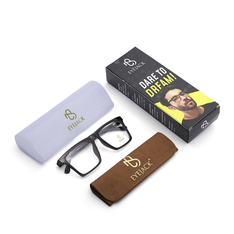 Eyejack Grey Wayfarer Eyeglasses for Men & Women (668803FCL2344)