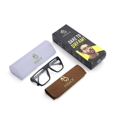 Eyejack Shine Black Wayfarer Eyeglasses for Men & Women (668804FCL2352)