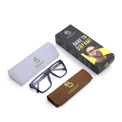 Eyejack Navy Blue Wayfarer Eyeglasses for Men & Women (668804FCL2358)