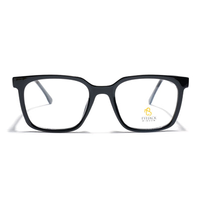 Eyejack Shine Black Square Eyeglasses for Men & Women (668805FCL2364)