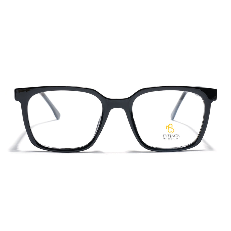 Eyejack Shine Black Square Eyeglasses for Men & Women (668805FCL2364)