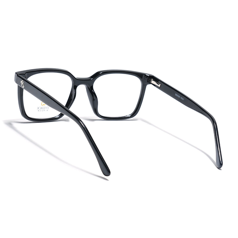 Eyejack Shine Black Square Eyeglasses for Men & Women (668805FCL2364)