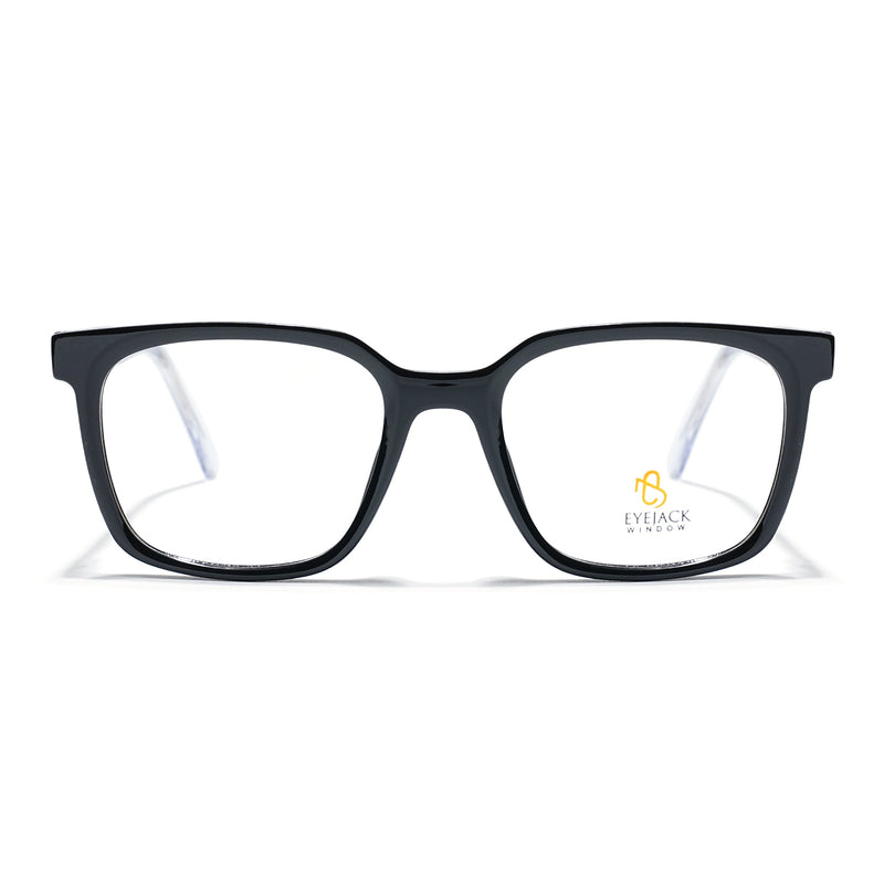 Eyejack Shine Black Square Eyeglasses for Men & Women (668805FCL2365)