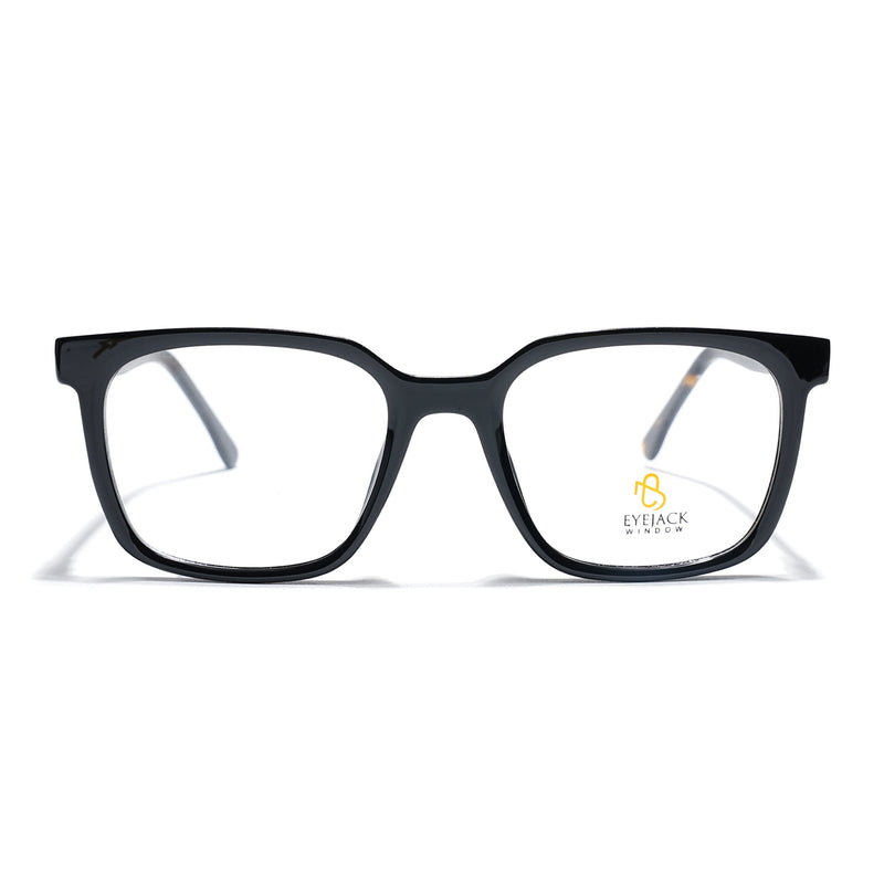 Eyejack Shine Black Square Eyeglasses for Men & Women (668805FCL2366)