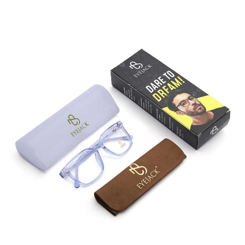 Eyejack Light Blue Square Eyeglasses for Men & Women (668805FCL2371)