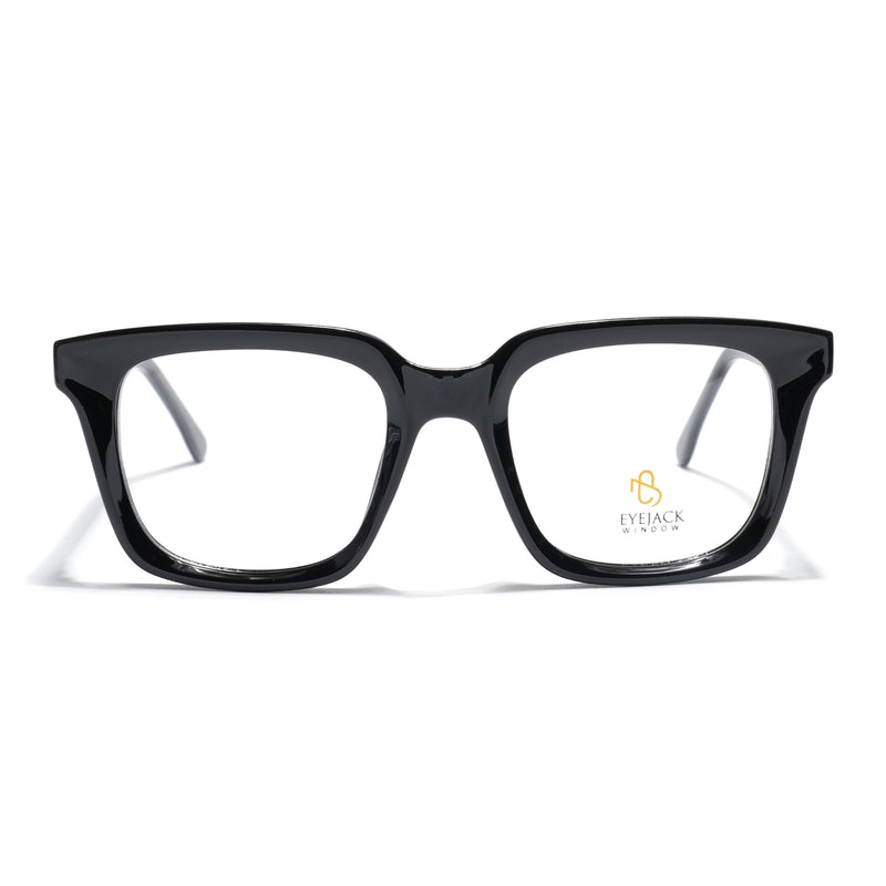Eyejack Shine Black Square Eyeglasses for Men & Women (668806FCL2376)