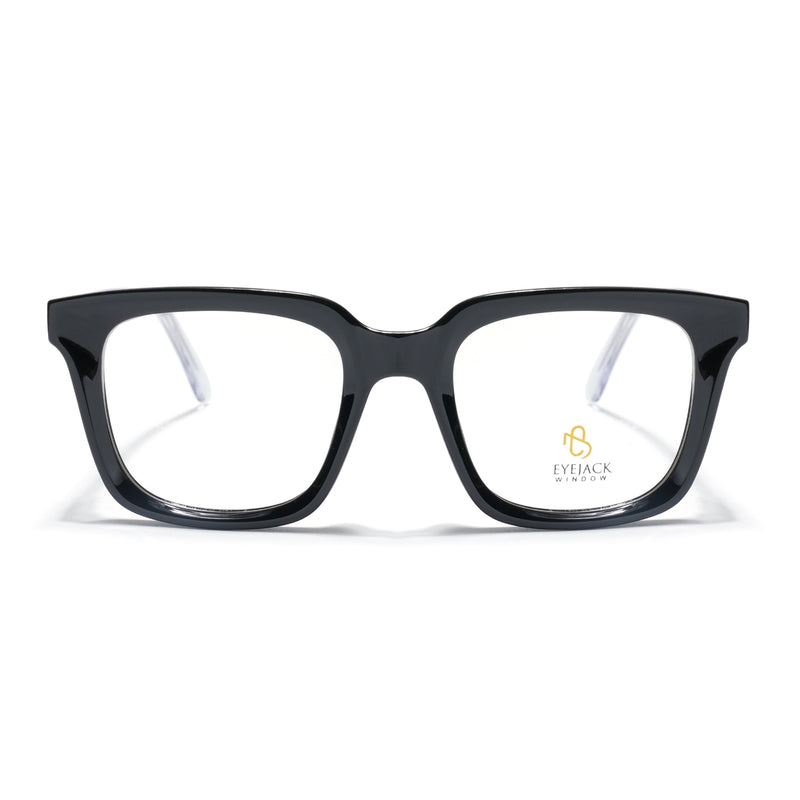 Eyejack Shine Black Square Eyeglasses for Men & Women (668806FCL2377)