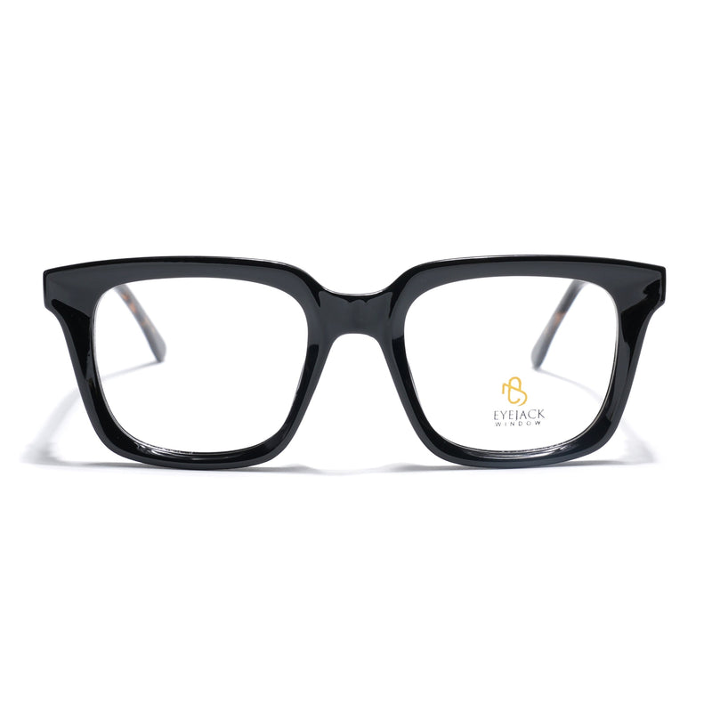 Eyejack Shine Black Square Eyeglasses for Men & Women (668806FCL2378)