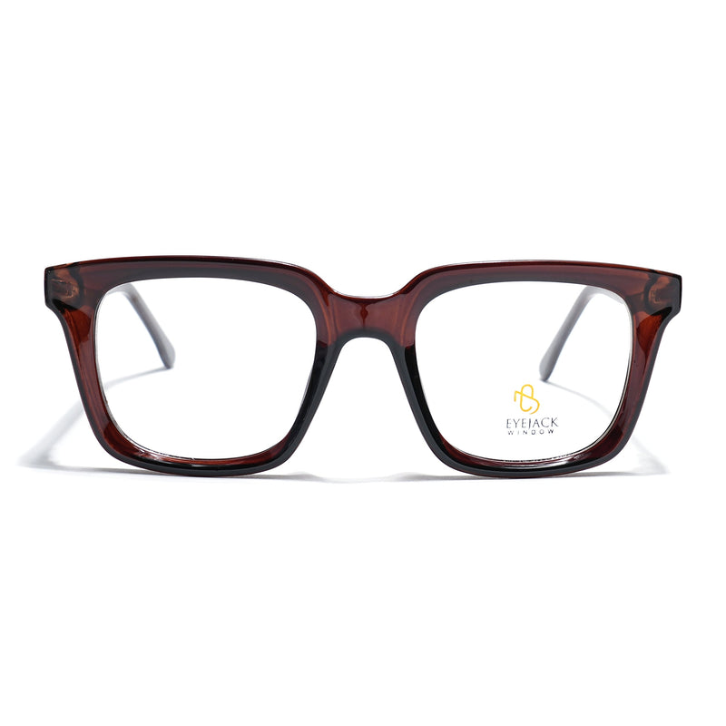 Eyejack Brown Square Eyeglasses for Men & Women (668806FCL2384)