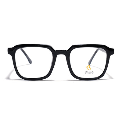 Eyejack Shine Black Square Eyeglasses for Men & Women (668807FCL2388)