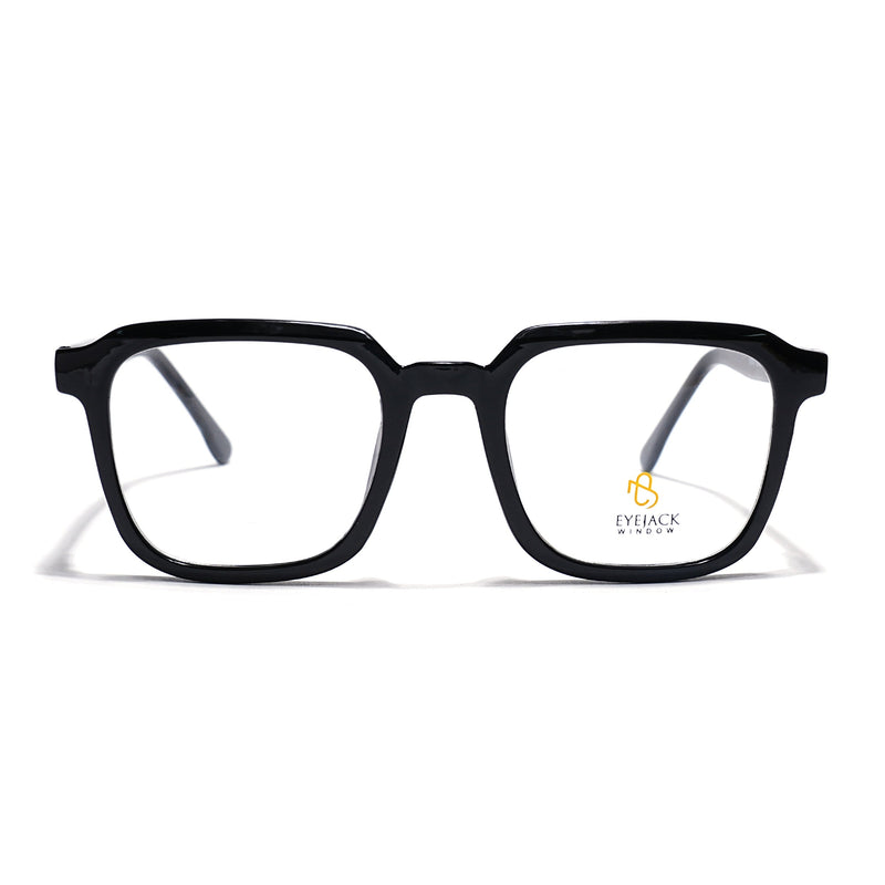 Eyejack Shine Black Square Eyeglasses for Men & Women (668807FCL2388)