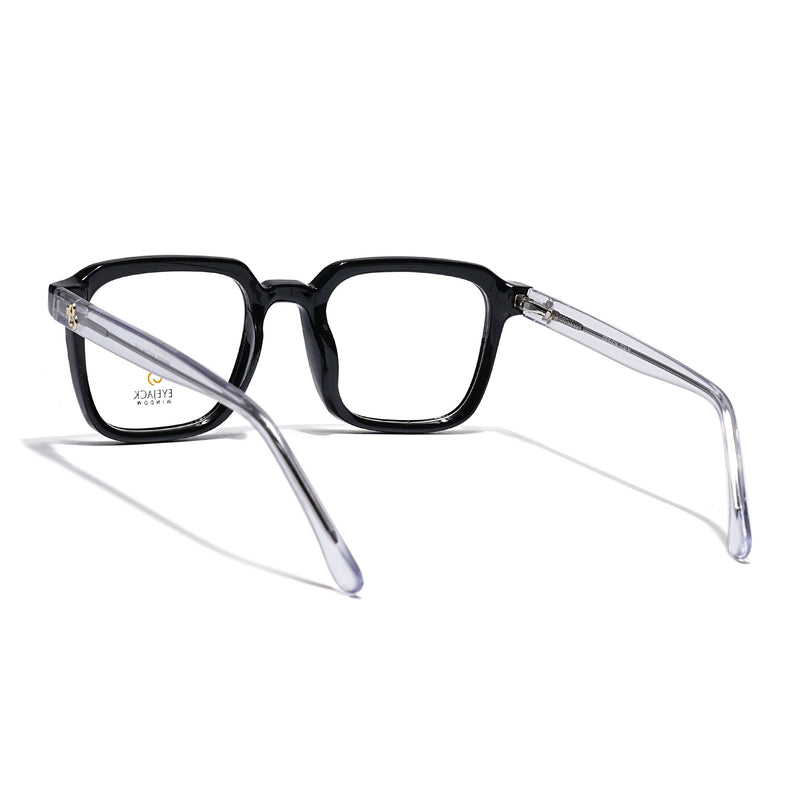 Eyejack Shine Black Square Eyeglasses for Men & Women (668807FCL2389)